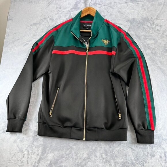 Black Other - MAKOBI Jacket Men's L  Black | Red Rich Life Full Zip MK designed in Los Angeles